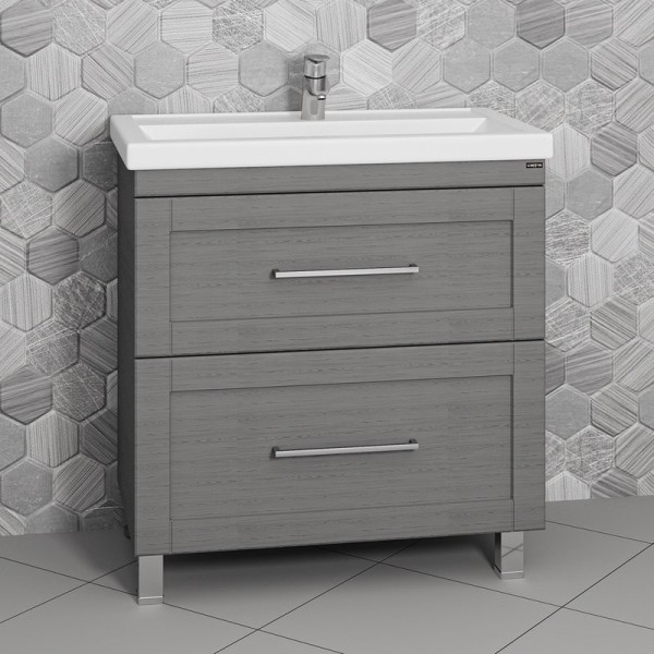 Тумба под раковину СаНта Венера 80 напольная, дуб серый