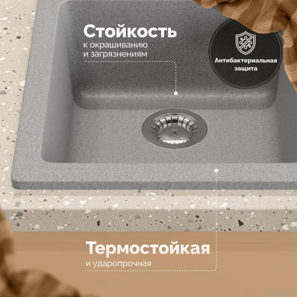 Мойка кухонная Domaci Болонья М-08-005 серая