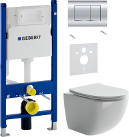 Комплект Унитаз подвесной Ceramicanova Forma CN3009 безободковый + Звукоизоляция Geberit + Инсталляция Duofix Delta 458.163.21.1 с кнопкой смыва, хром