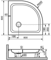 Поддон для душа RGW Style PL 80x80 с сифоном
