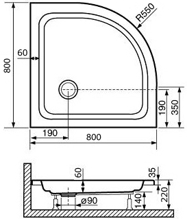 Поддон для душа RGW Style PL 80x80 с сифоном