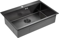 Комплект Мойка Paulmark Kroner PM217551-GM вороненая сталь + Измельчитель Bone Crusher BC 910-SL-Slim Line