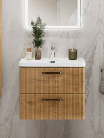 Тумба с раковиной BelBagno Due 50 ручки матовый темный никель, rovere nature