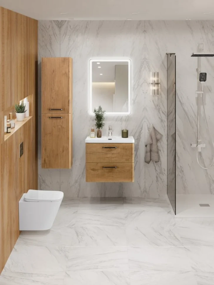 Тумба с раковиной BelBagno Due 50 ручки матовый темный никель, rovere nature