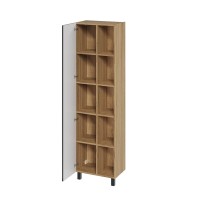 Шкаф-пенал для ванной SanStar Graffa 50 напольный, подвесной, дуб вотан, графит софт