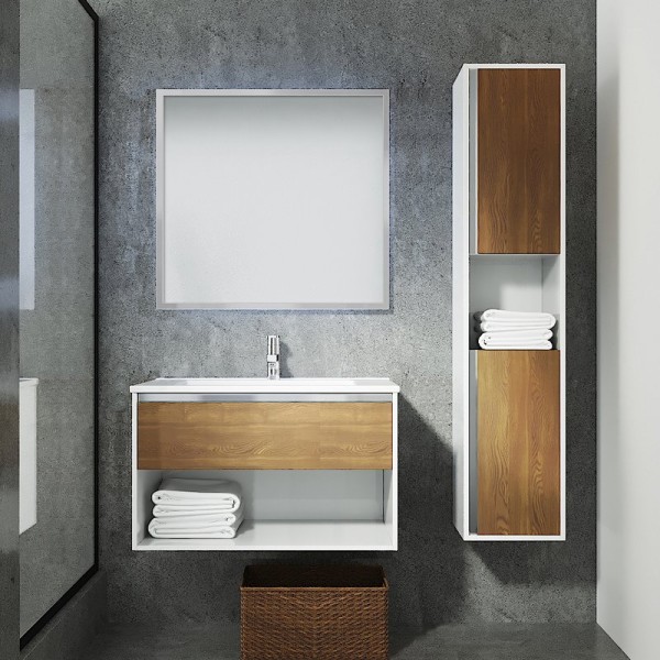 Мебель для ванной комнаты Sanvit Контур 80 белый глянец/манзония кофейная