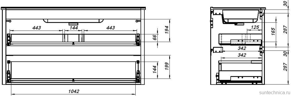 Тумба под раковину без столешницы Allen Brau Gravity 120 2 ящика, матовый белый