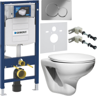 Комплект Унитаз подвесной Roca Mateo + Крышка + Инсталляция Geberit Duofix UP 320 111.300.00.5 + Кнопка Sigma 01 115.770.21.5 хром + Крепления 111.815.00.1 к стене + Звукоизоляция