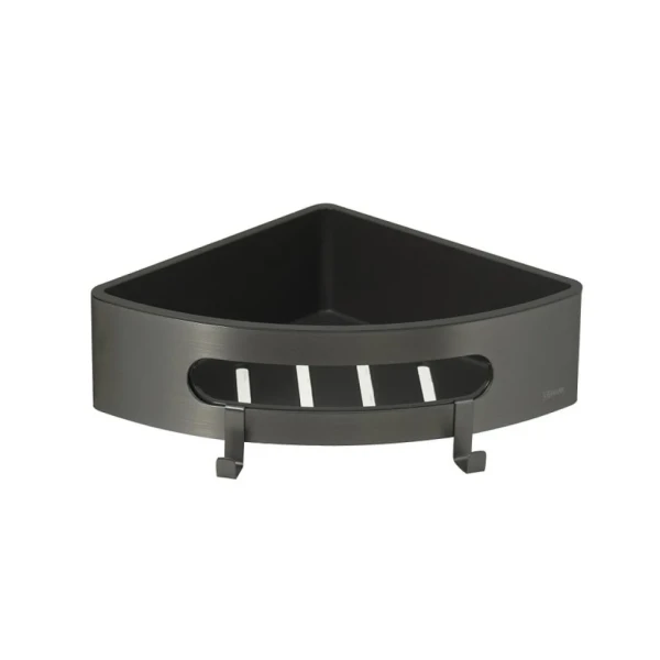 Полка Lemark SHELF LINE 9776048 с крючками, угловая, графит