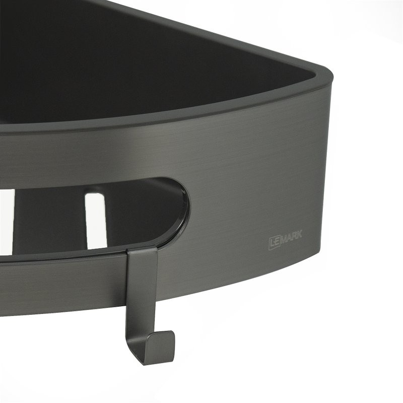 Полка Lemark SHELF LINE 9776048 с крючками, угловая, графит
