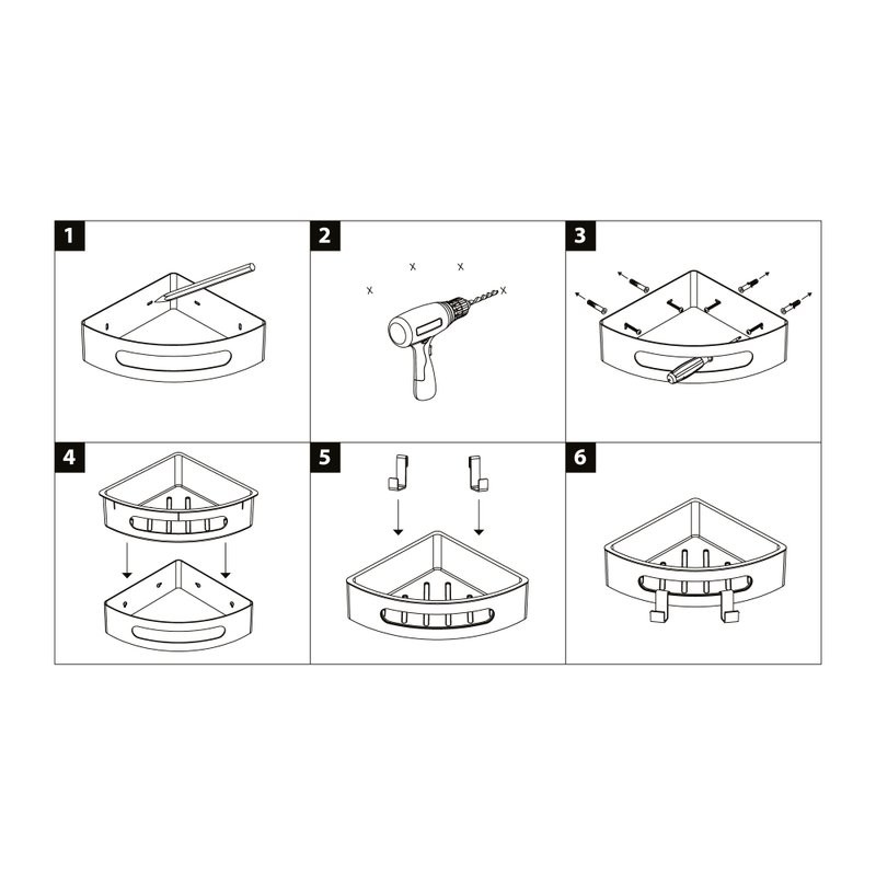 Полка Lemark SHELF LINE 9776048 с крючками, угловая, графит