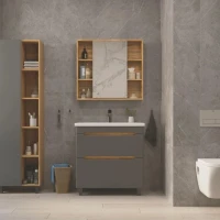 Мебель для ванной комнаты SanStar Diva 80 дуб вотан, графит софт, раковина Миранда 80