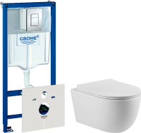 Комплект Унитаз подвесной Vincea Evo VT1-34S + Инсталляция Grohe Rapid SL 38772001 3 в 1 с кнопкой смыва + Шумоизоляция 37131000