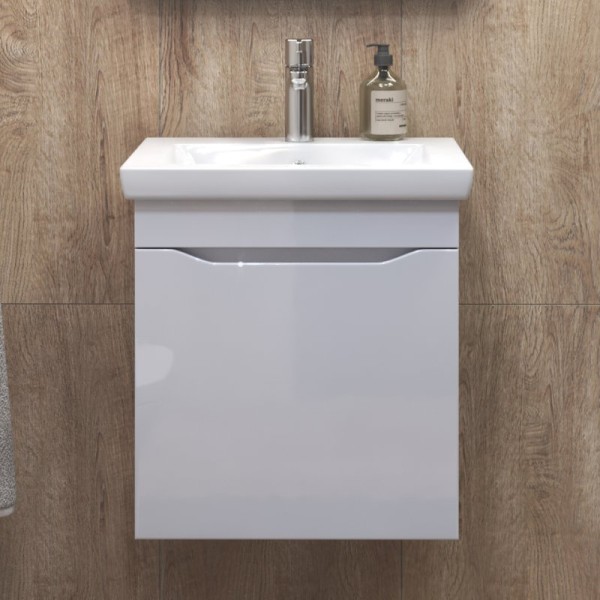 Тумба с раковиной Vigo Grani 50 подвесная, белая, раковина Como 50