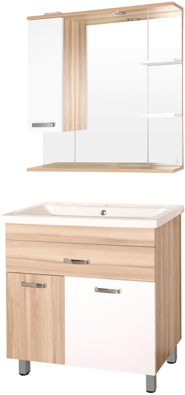 Мебель для ванной комнаты Style Line Ориноко 80 с бельевой корзиной, белая, ориноко