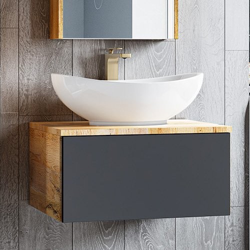 Тумба с раковиной Misty Ива 70 графит, каштан