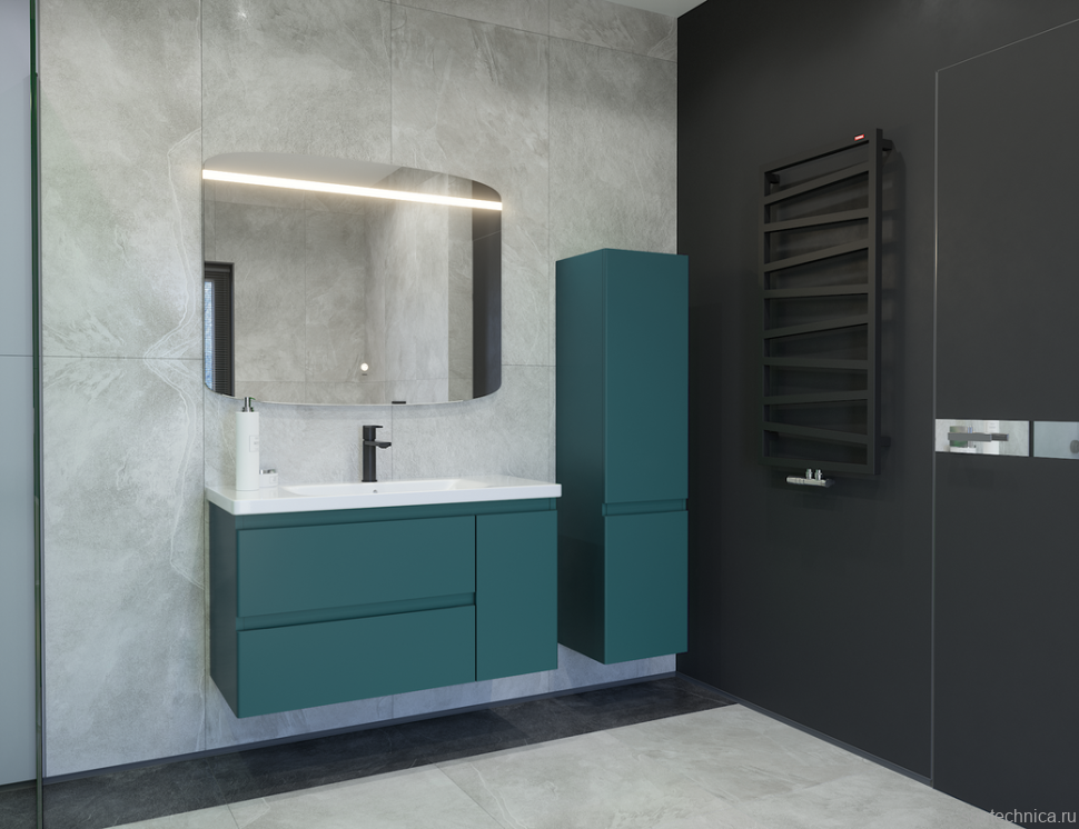 Тумба под раковину без столешницы Caprigo Forte 100 R подвесная, изумрудно-бирюзовая