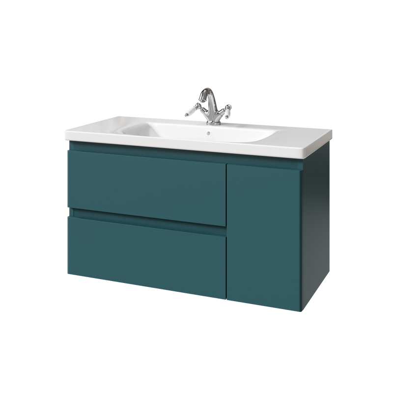 Тумба под раковину без столешницы Caprigo Forte 100 R подвесная, изумрудно-бирюзовая