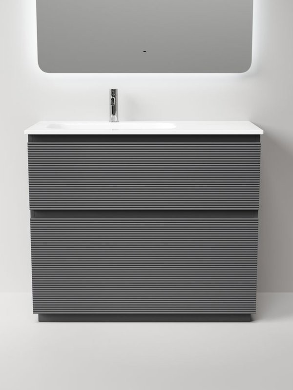 Тумба с раковиной Sancos Folk Floor 100 левая напольная, grey soft, раковина CN7014