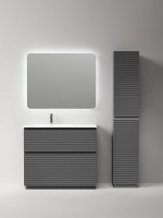 Тумба с раковиной Sancos Folk Floor 100 левая напольная, grey soft, раковина CN7014