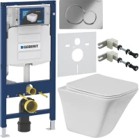 Комплект Унитаз подвесной BelBagno Marmi + Крышка BB052SC с микролифтом + Инсталляция Geberit Duofix UP 320 111.300.00.5 + Кнопка Sigma 01 115.770.21.5 хром + Крепления 111.815.00.1 к стене + Звукоизоляция