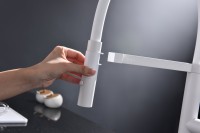 Смеситель для кухни Paulmark Leader Le214101-431, с гибким изливом, матовый белый