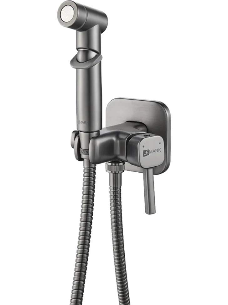 Гигиенический душ Lemark Solo LM7165GM со смесителем, С ВНУТРЕННЕЙ ЧАСТЬЮ, графит