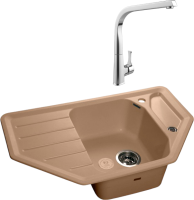 Комплект Мойка GranFest Corner C-800 E топаз + Смеситель MEGA Mega