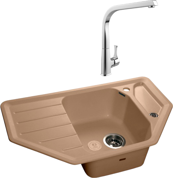 Комплект Мойка GranFest Corner C-800 E топаз + Смеситель MEGA Mega