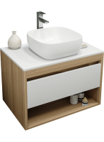 Тумба с раковиной Teymi Ritta 75 дуб эврика, матовая белая, раковина Solli 41