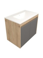 Тумба с раковиной Teymi Netta 75 дуб, графит волна