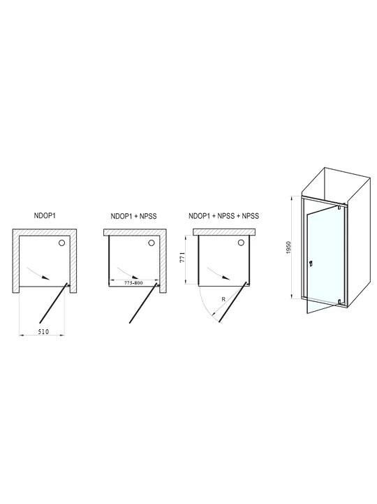 Душевая дверь в нишу Ravak Nexty NDOP1-80 профиль черный, стекло прозрачное