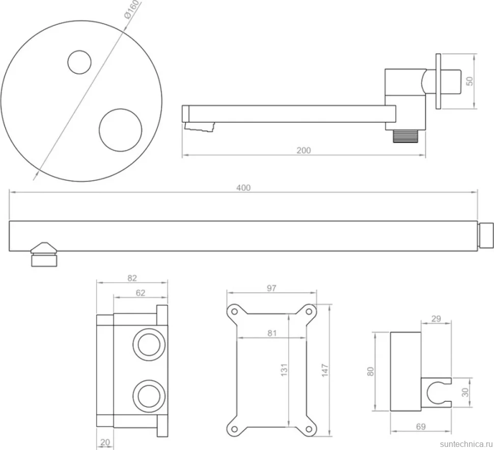 Душевой комплект RGW Shower Panels SP-55B С ВНУТРЕННЕЙ ЧАСТЬЮ, черный