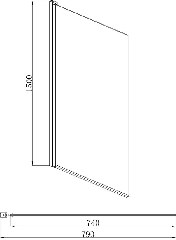 Шторка на ванну AQUATEK AQ DEL SBA 08015BL 80х150 см, черный матовый профиль