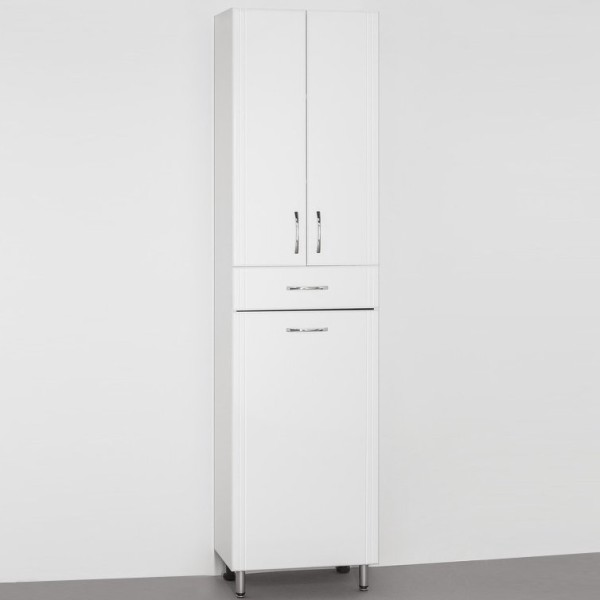 Шкаф пенал для ванной Style Line Эко Стандарт 48 с бельевой корзиной, белый