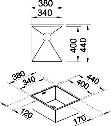 Комплект Мойка Blanco Zerox 340-U + Смеситель Ambis-S 523119