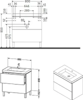 Тумба с раковиной Duravit L-Cube 80, напольная, глянцевая белая