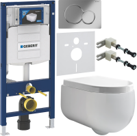 Комплект Унитаз подвесной Kerasan Flo + Крышка 318901 петли хром + Инсталляция Geberit Duofix UP 320 111.300.00.5 + Кнопка Sigma 01 115.770.21.5 хром + Крепления 111.815.00.1 к стене + Звукоизоляция