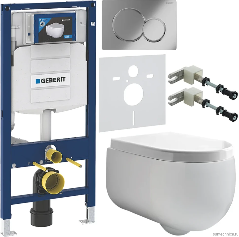 Комплект Унитаз подвесной Kerasan Flo + Крышка 318901 петли хром + Инсталляция Geberit Duofix UP 320 111.300.00.5 + Кнопка Sigma 01 115.770.21.5 хром + Крепления 111.815.00.1 к стене + Звукоизоляция