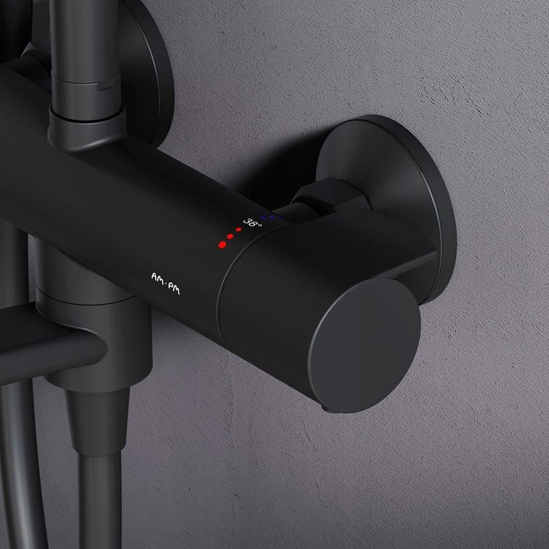 Душевая стойка AM.PM X-Joy F0785A522 черный матовый, с термостатом
