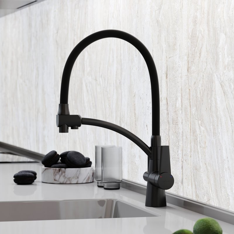 Смеситель для кухни Sancos Eri SC4001MB с гибким изливом, матовый черный