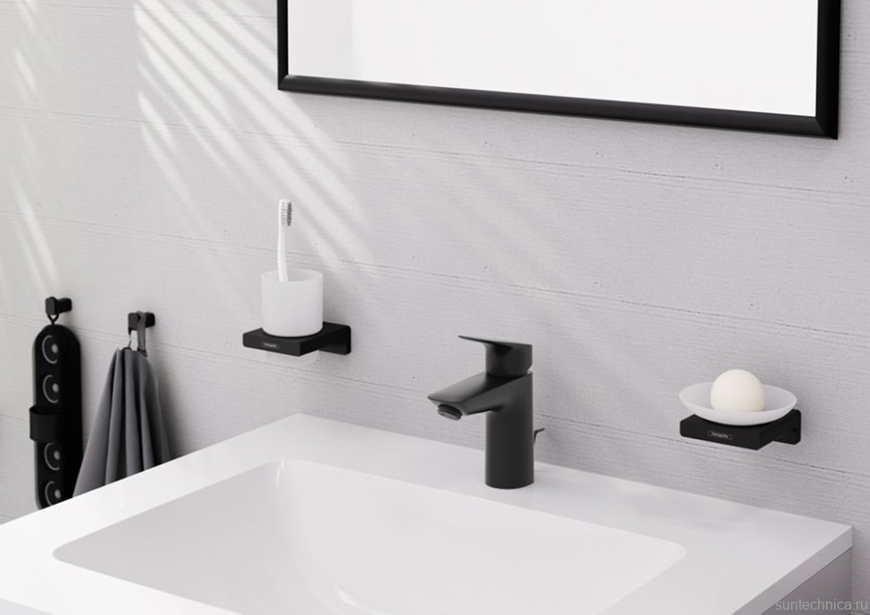 Смеситель для раковины Hansgrohe Logis 100 71100670 матовый черный