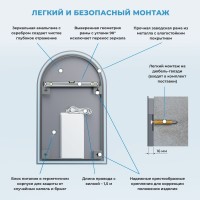 Зеркало Wellsee 7 Rays’ Spectrum 50х80 с фронтальной подсветкой, черное матовое
