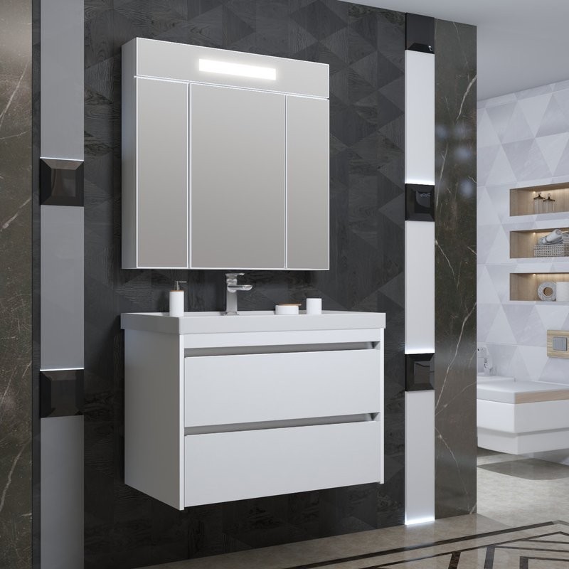 Тумба с раковиной Opadiris Фреш 80 белая