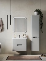 Мебель для ванной комнаты SanStar Ориана 50 подвесная, серая, раковина Kirovit Фостер 50