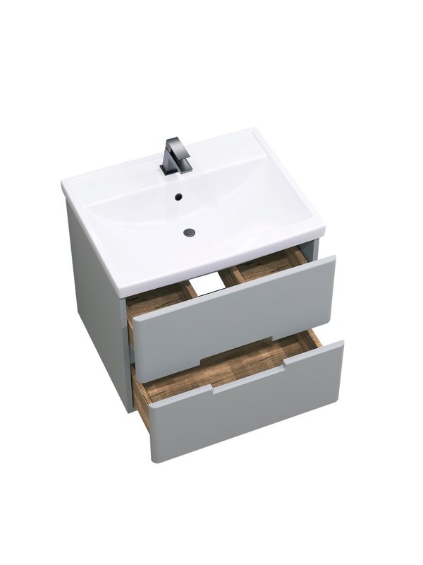 Мебель для ванной комнаты SanStar Ориана 50 подвесная, серая, раковина Kirovit Фостер 50