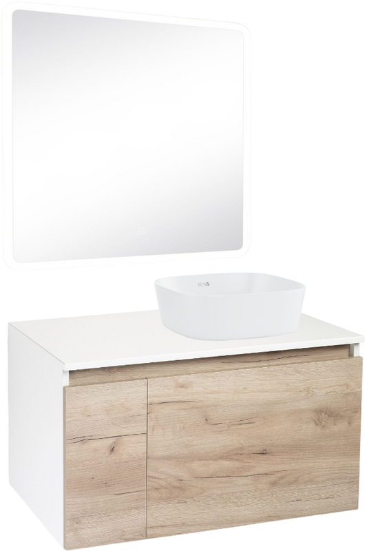 Мебель для ванной комнаты Runo Бари 80 крафтовый дуб, раковина Bella 40