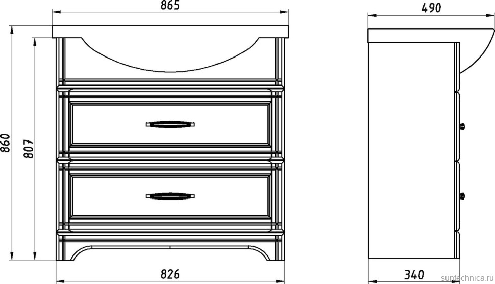 Тумба с раковиной ASB-Woodline Берта 85 орех антикварный