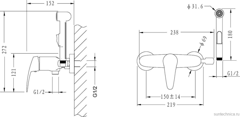 Гигиенический душ Lemark Linara LM0418C со смесителем, хром