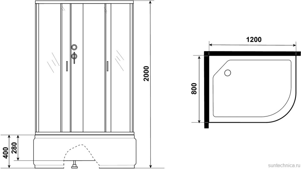 Душевая кабина Niagara Classic NG-2310-14LBK 120х80 см, без крыши